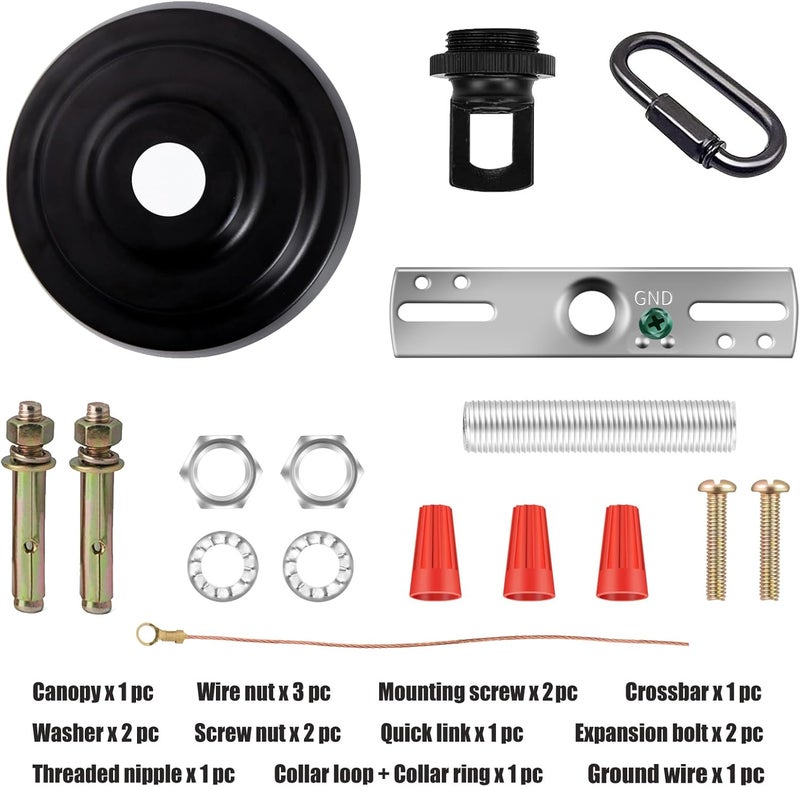 MAYOMAJO 5-5/16 Inches Light Canopy Kit with Heavy Duty, Replacement Cover Plate with Mounting Hardware for Chandelier, Pendant Light, Swag Light, Flower Basket or DIY Projects (Black) - Image 3